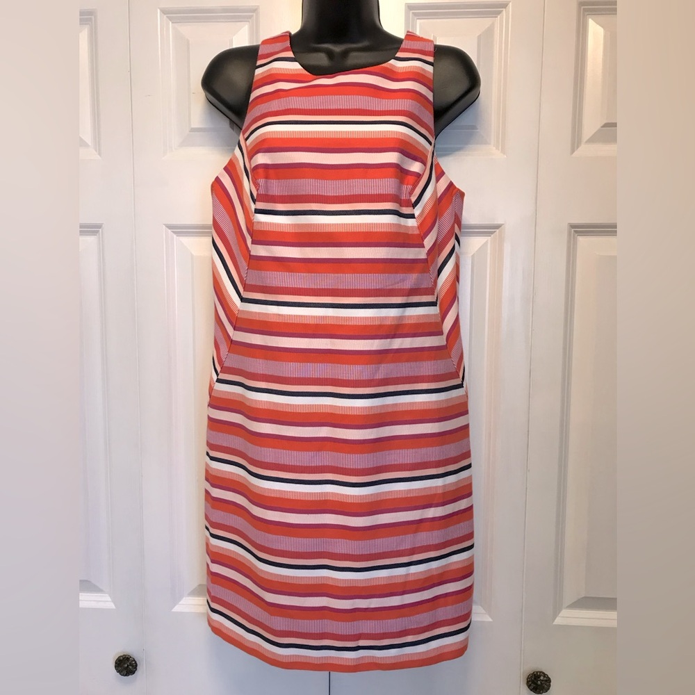 NWT Trina Turk Lined Dress ( Size 6) Color Orange/ Pink/ Black